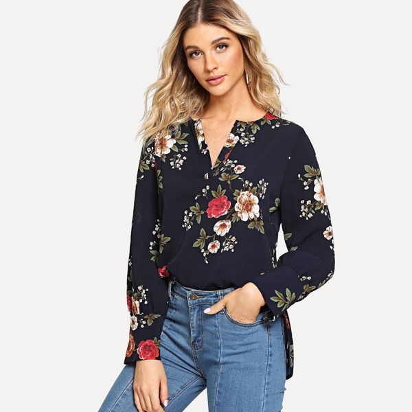 

Floral High Low Shirt