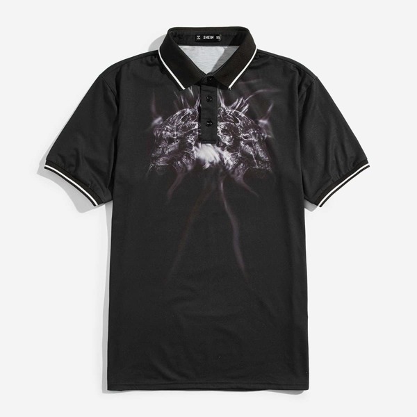 

Men Tied Dye Front Striped Trim T-Shirt