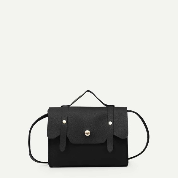 

Raw Trim Satchel Bag, Black