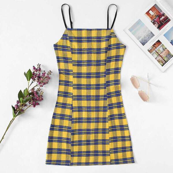 

Plaid Cami Dress, Multicolor