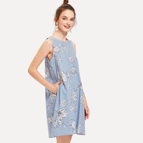 

Floral Striped Print Dress