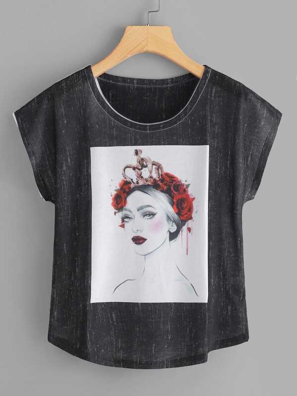 

Figure Graphic Dolman Sleeve Tee, Black