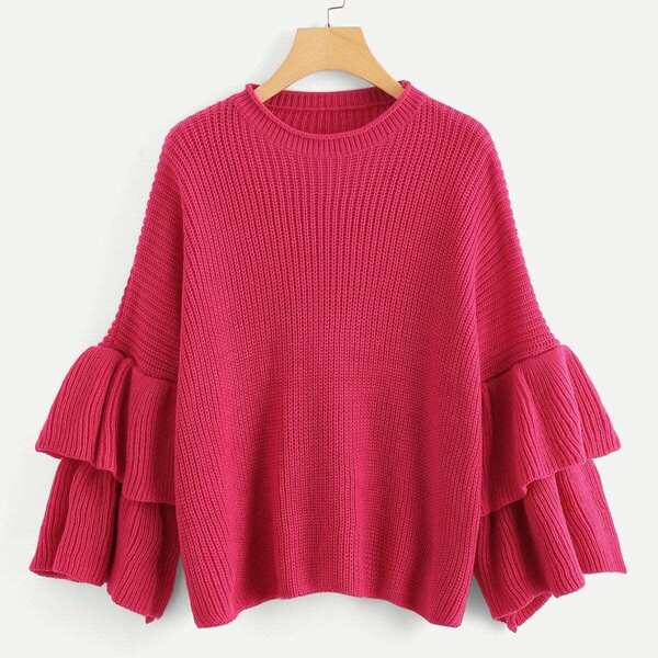 

Neon Pink Ruffle Sleeve Jumper