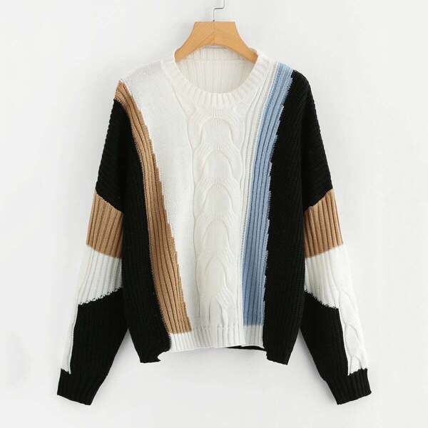 

Color Block Mixed Knit Sweater