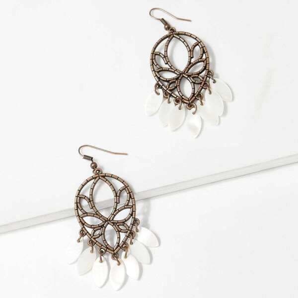 

Fringe Detail Hollow Drop Earrings 1pair, Multicolor
