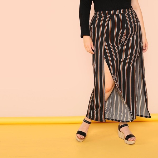 

Plus High Slit Palazzo Pants, Multicolor