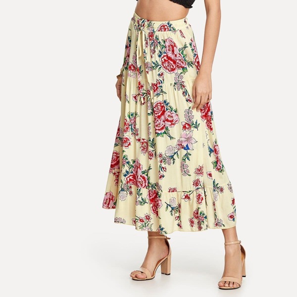

Calico Print Drawstring Skirt