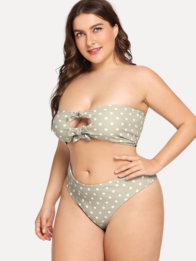 Talla Set Bikini Con Nudo Grande De Delantero Lunares dBeCrxo