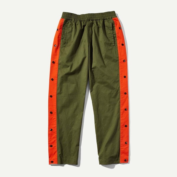 

Men Contrast Snap Button Side Joggers, Multicolor