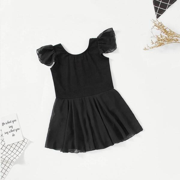 

Girls Mesh Embellished Fit & Flare Dress, Black