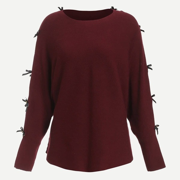 

Pearl Beaded Bow Embellished Sweater