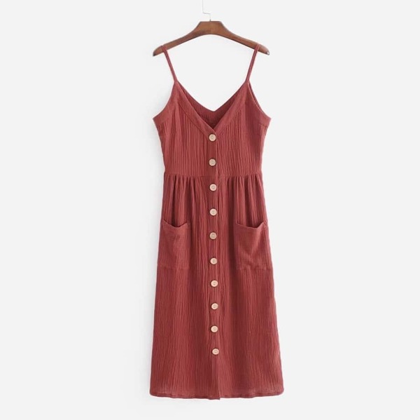 

Button Through Cami Dress, Red