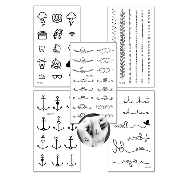 

Anchor & Heart Detail Tattoo Sticker Set 5pcs
