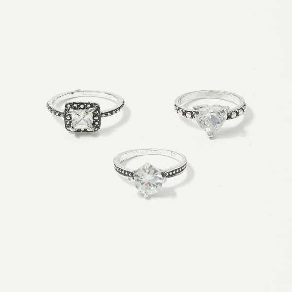 

Rhinestone Detail Ring Set 3pcs