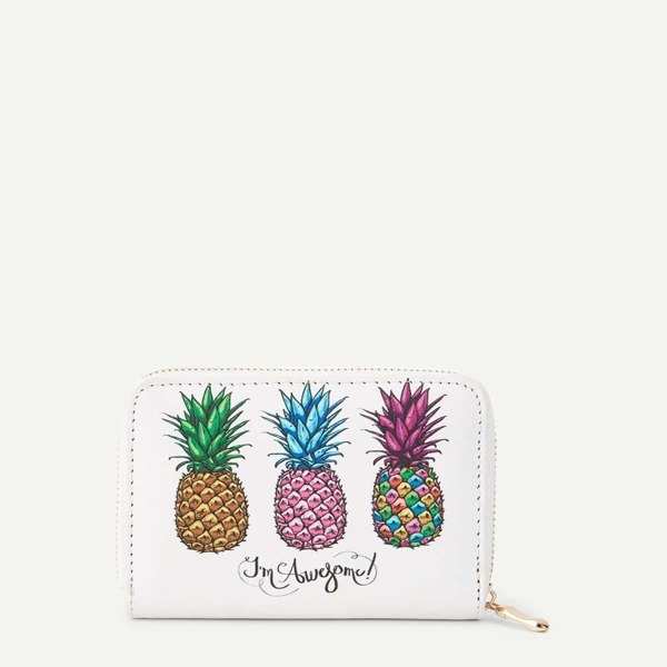 

Pineapple Pattern PU Wallet, White
