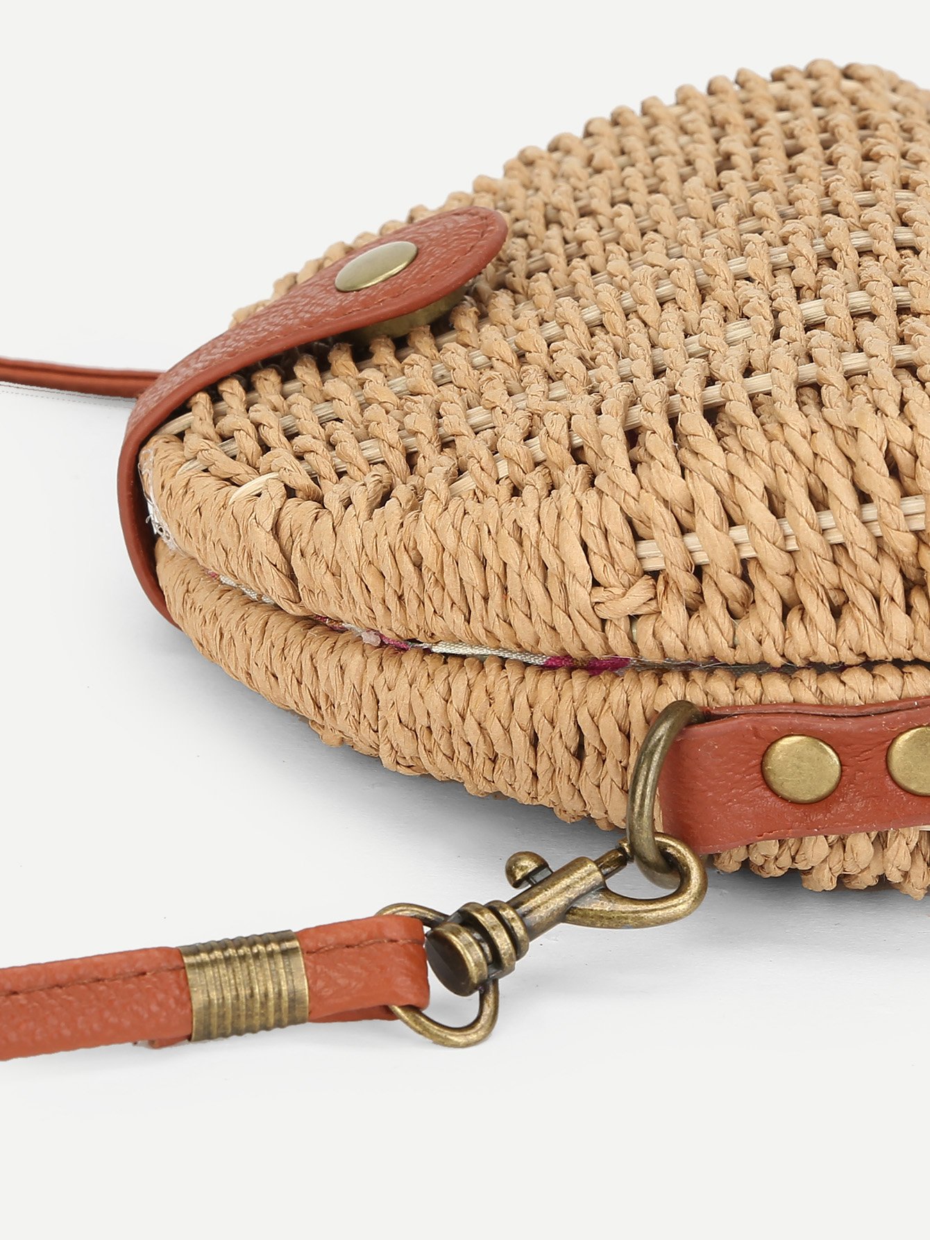 semicircular straw crossbody bag