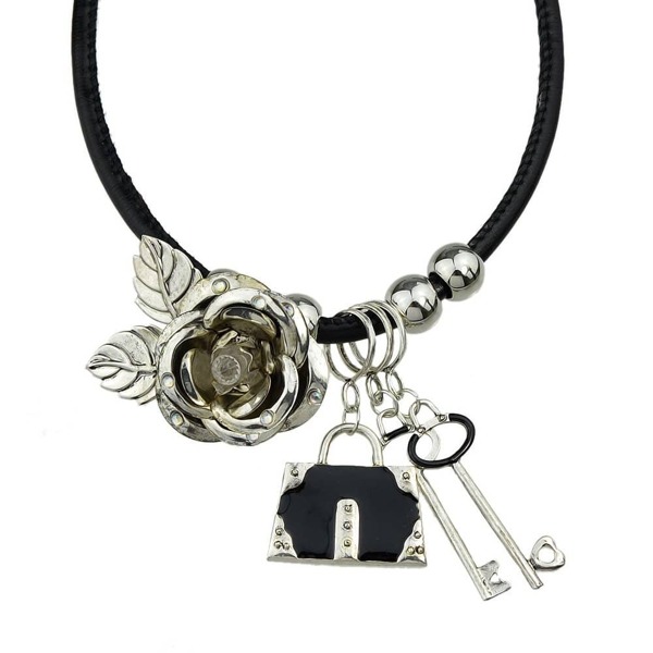 

At-Silver Lock Key Charms Statement Necklaces