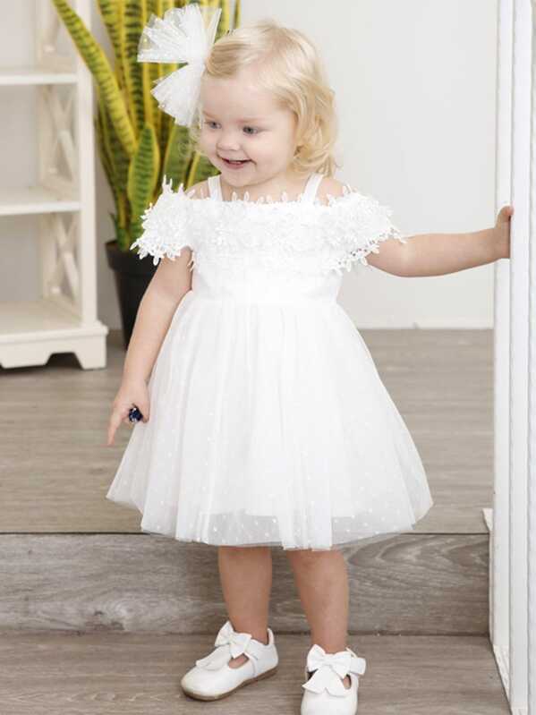 

Girls Guipure Lace Tutu Dress, White
