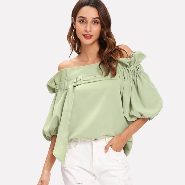 

Off Shoulder Lantern Sleeve Blouse