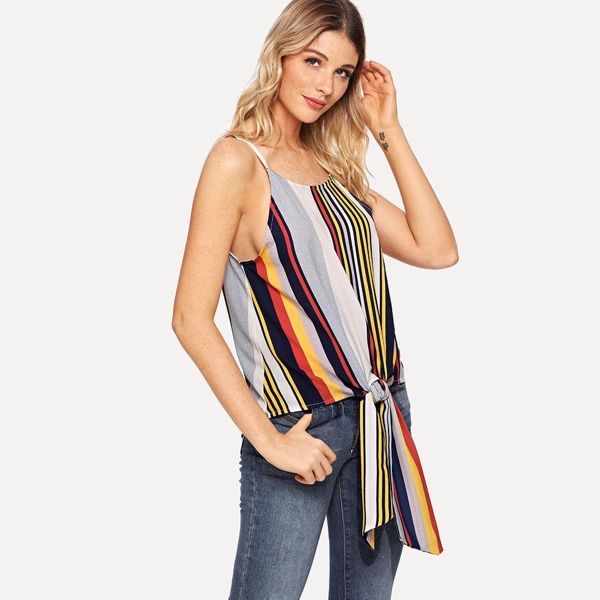 

Knot Hem Striped Cami Top