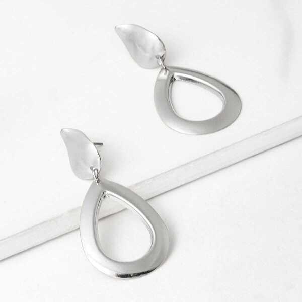 

Open Pear Shaped Drop Earrings 1pair, Silver