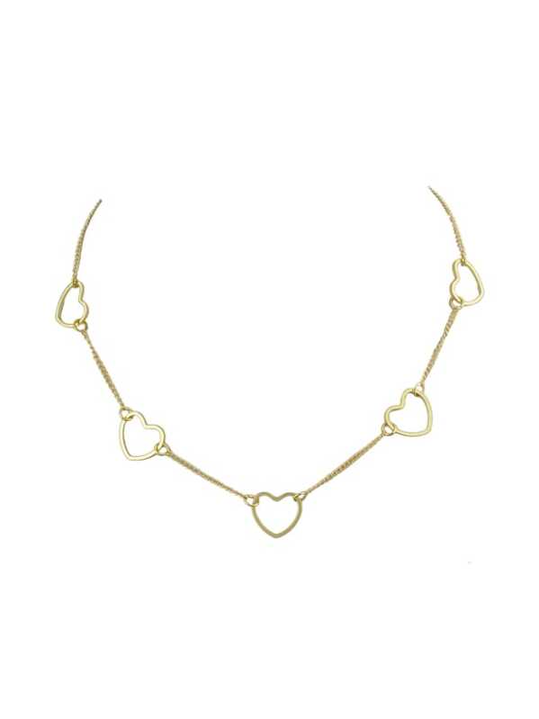 

Gold New Arrivals Gold Silver Color Heart Charms Collar Necklace Accessories