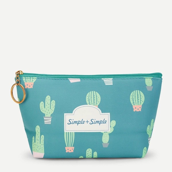 

Cactus Print Makeup Bag, Green