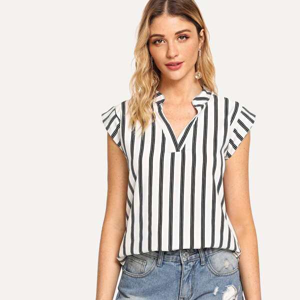 

V Neckline Striped Top