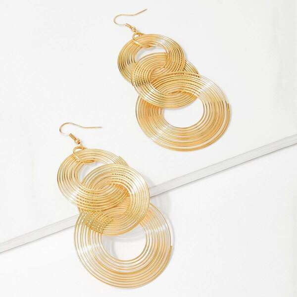 

Layered Circle Link Drop Earrings 1pair