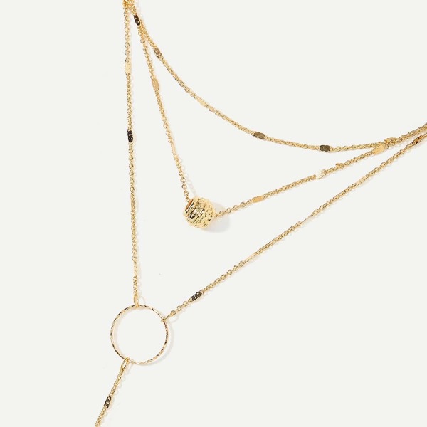 

Circle Detail Lariats Layered Necklace, Gold