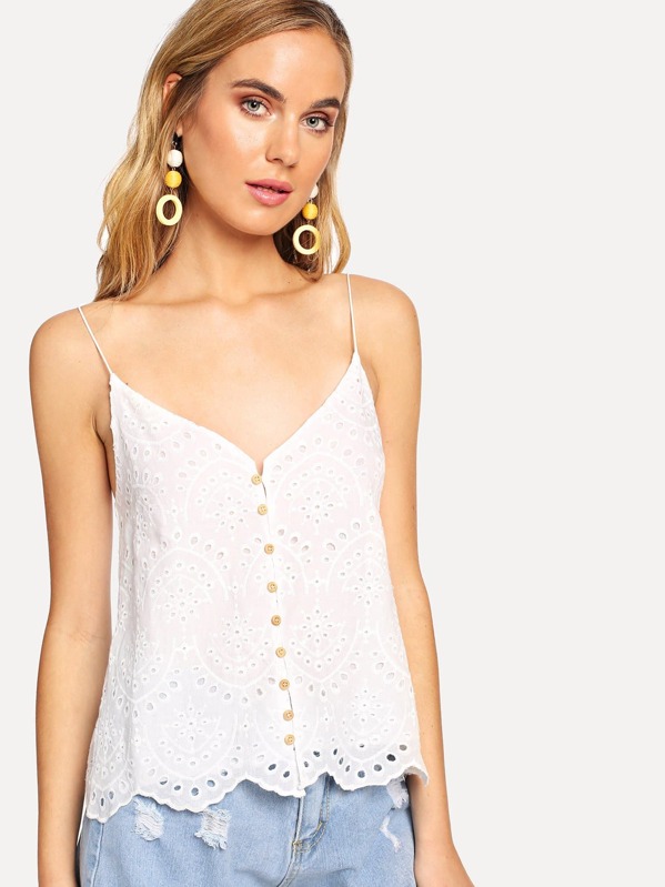 

Кнопка вышивания вышивки вверх Cami Top, Charlotte