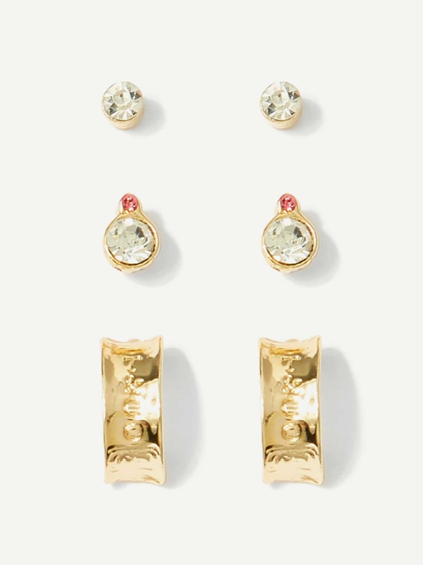 

Серьги с круглым острием Rhinestone 3pairs, null