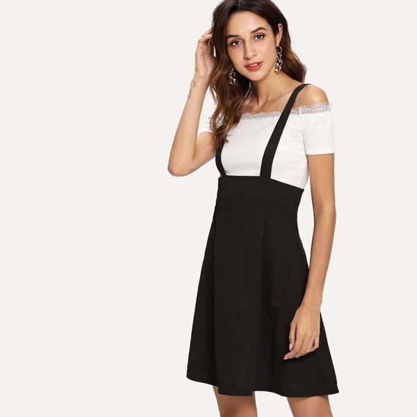 

Zip Back High Waist Overall Skirt