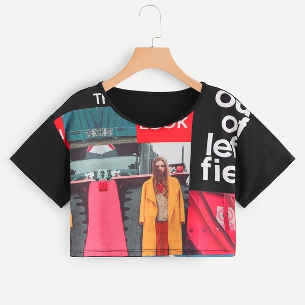 

Figure Print Crop Tee, Multicolor