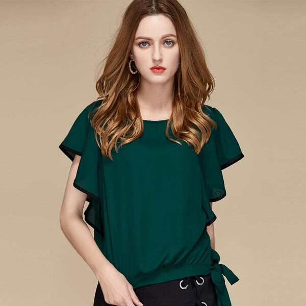 

Butterfly Sleeve Tie Side Blouse