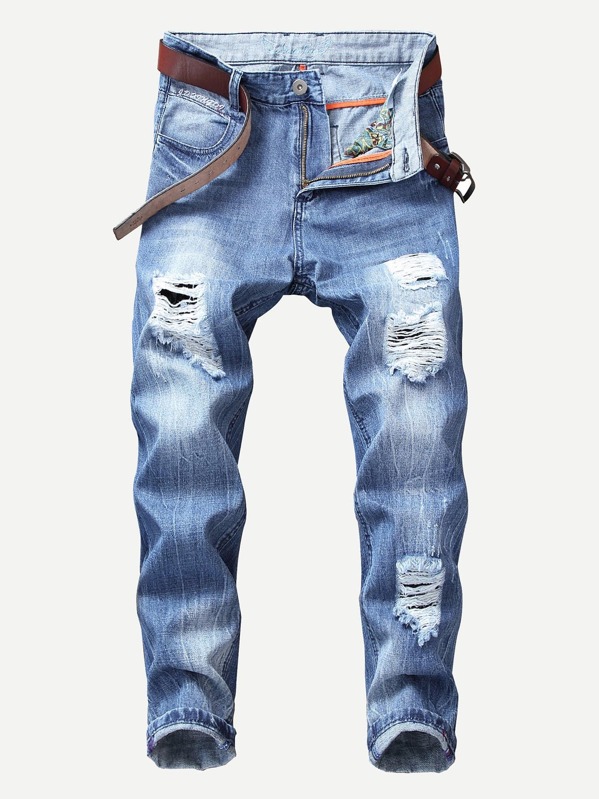 

Мужчины Ripped Stretch Slim Jeans, null