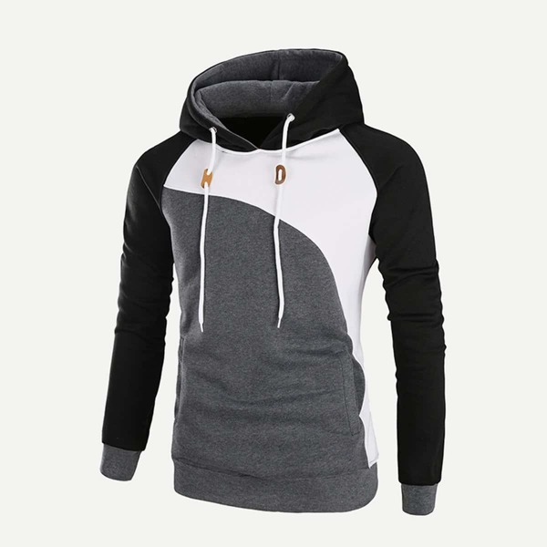 

Men Cut And Sew Panel Hooded Sweatshirt