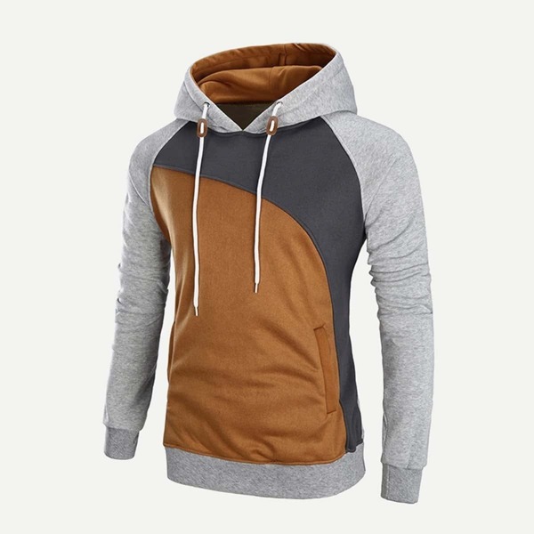 

Men Cut And Sew Panel Hooded Sweatshirt