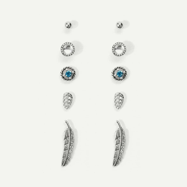 

Feather & Leaf Detail Stud Earrings 5pairs