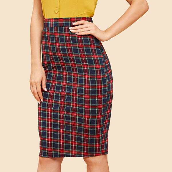 

Plaid Print Pencil Skirt