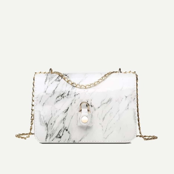 

Marble Pattern Chain Bag