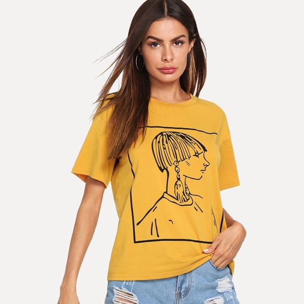 

Figure Print Drop Shoulder Tee
