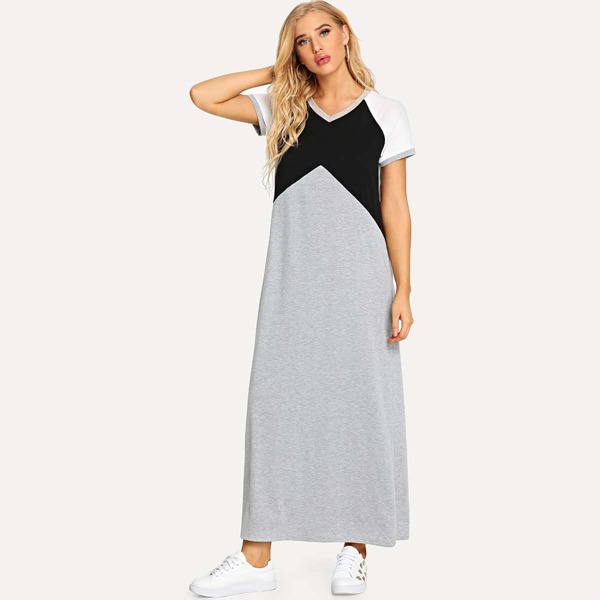 

Платье с вырезом и вышивкой Raglan, Серые