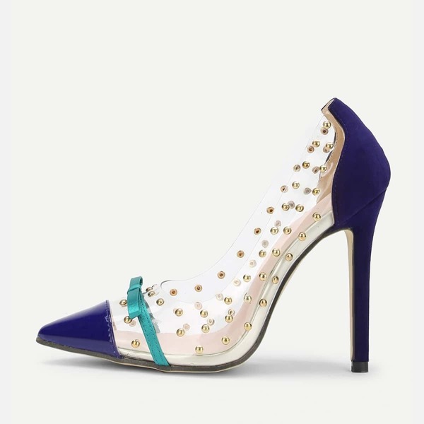 

Bow Detail Pointed Toe Pumps With Studded