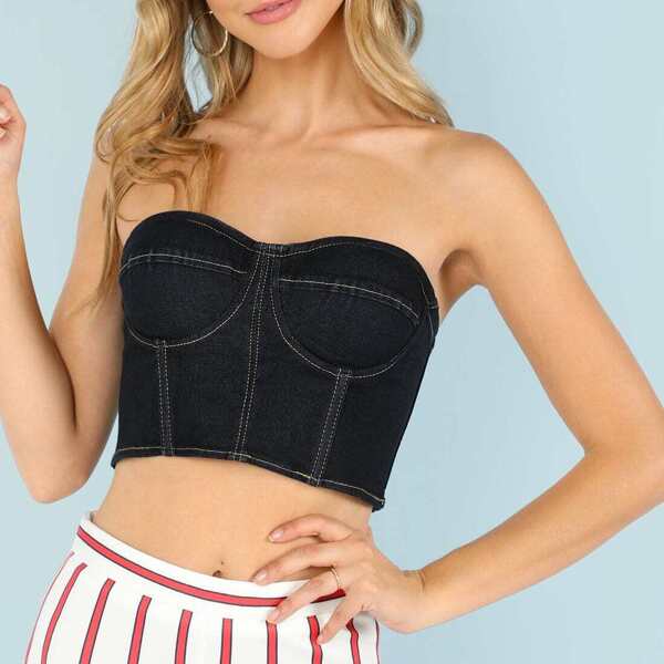 

Strapless Denim Corset