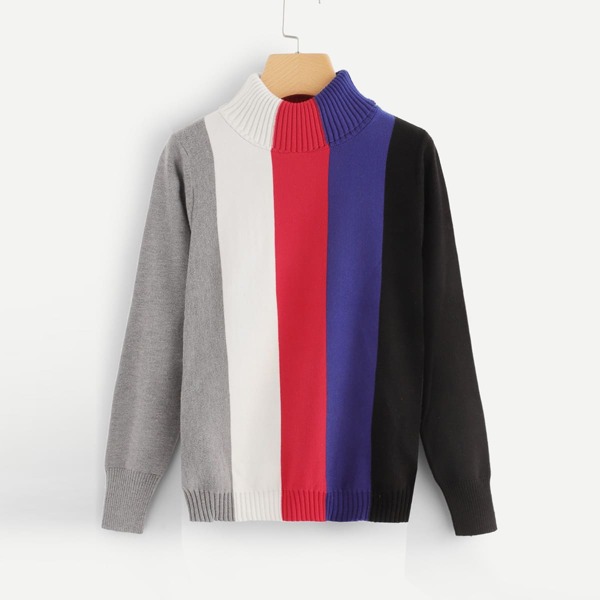 

Rolled Neck Color Block Jumper