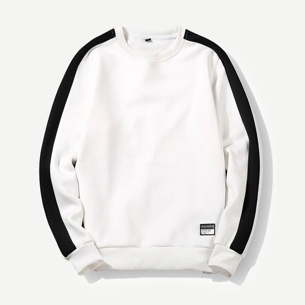 

Men Crew Neck Cut And Sew Sweatshirt, White