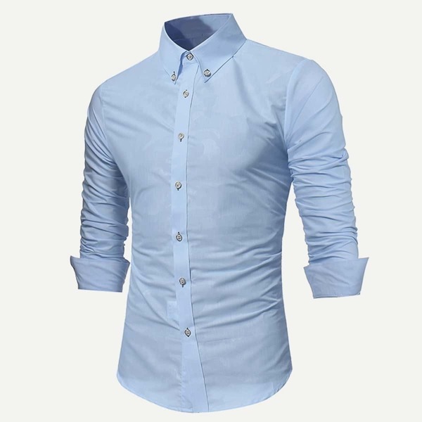

Men Button Detail Solid Shirt, Baby blue