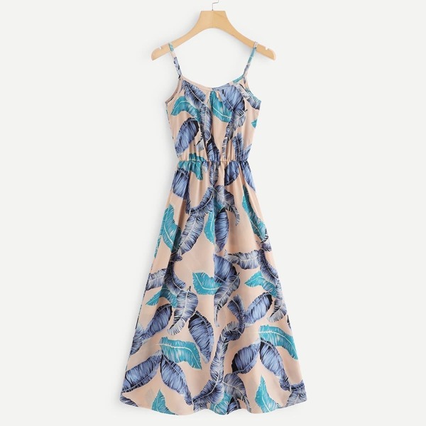 

Tropical Leaf Print Cami Dress