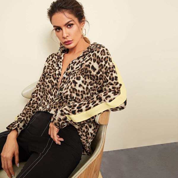 

Single Pocket Leopard Print Shirt, Multicolor